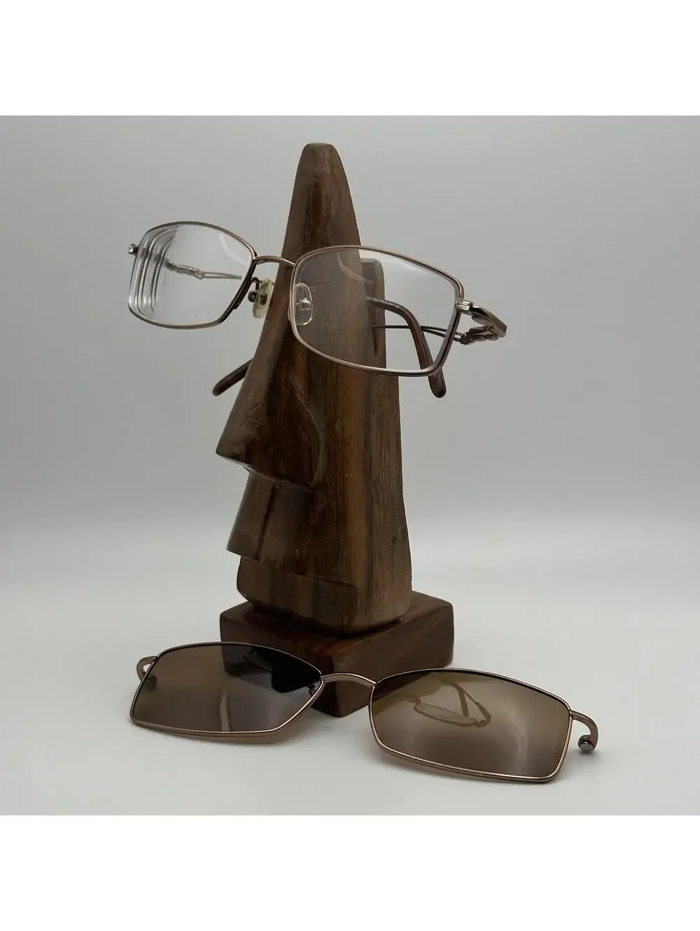 Takumi Rectangular Metal Prescription Glasses Frame with Clip-On Sunglasses